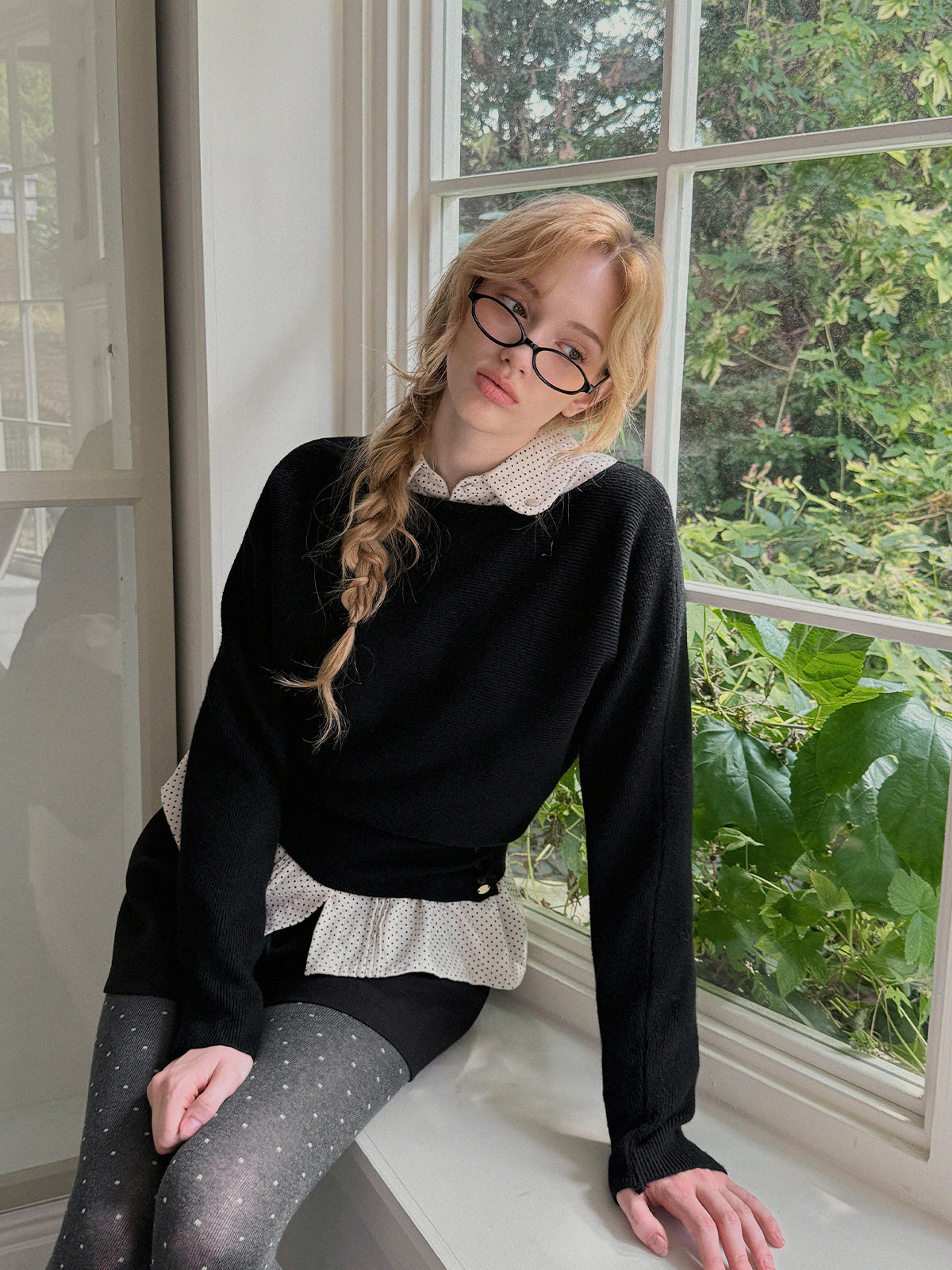 Itco Boatneck Waist Button Knit Top