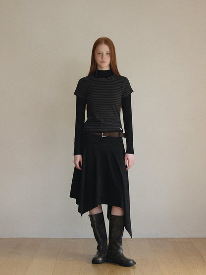 Aden Asymmetrical Suede Midi Skirt (with Belt Set)