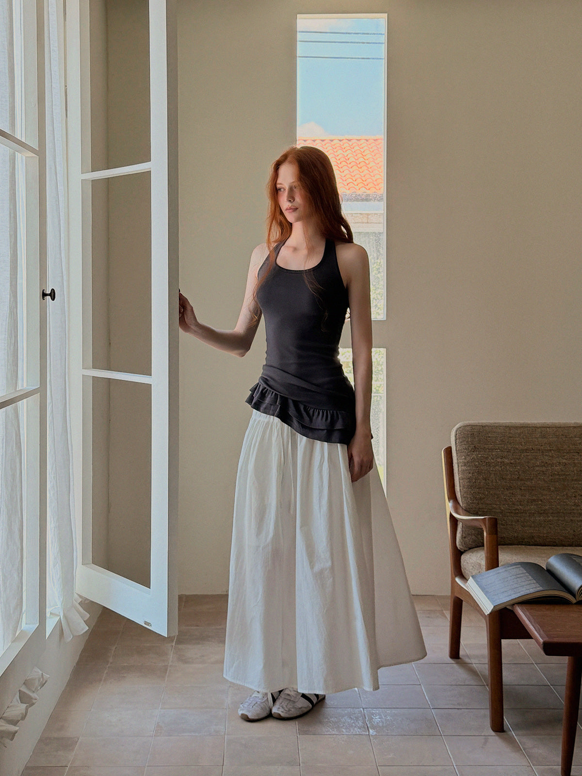 Beol Halterneck Frill Sleeveless Top