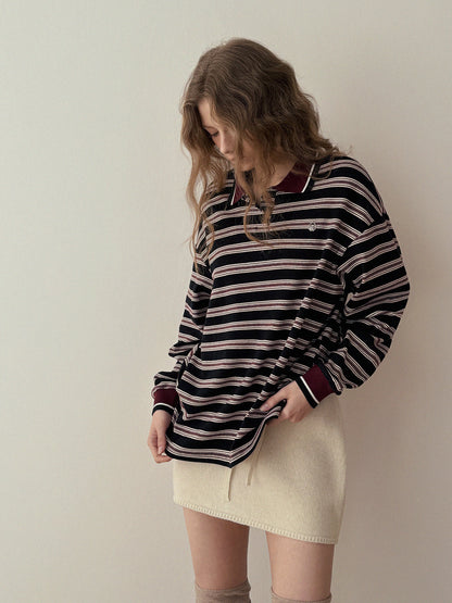 تي شيرت جولين رجبي بأكمام طويلة وياقة