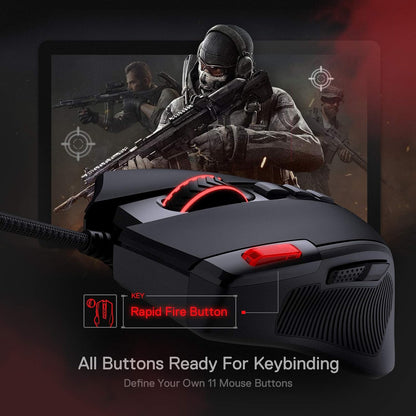 Redragon M612 Predator RGB Wired Gaming Mouse 8000 DPI, 11 Programmable Buttons, 5 Backlight Modes