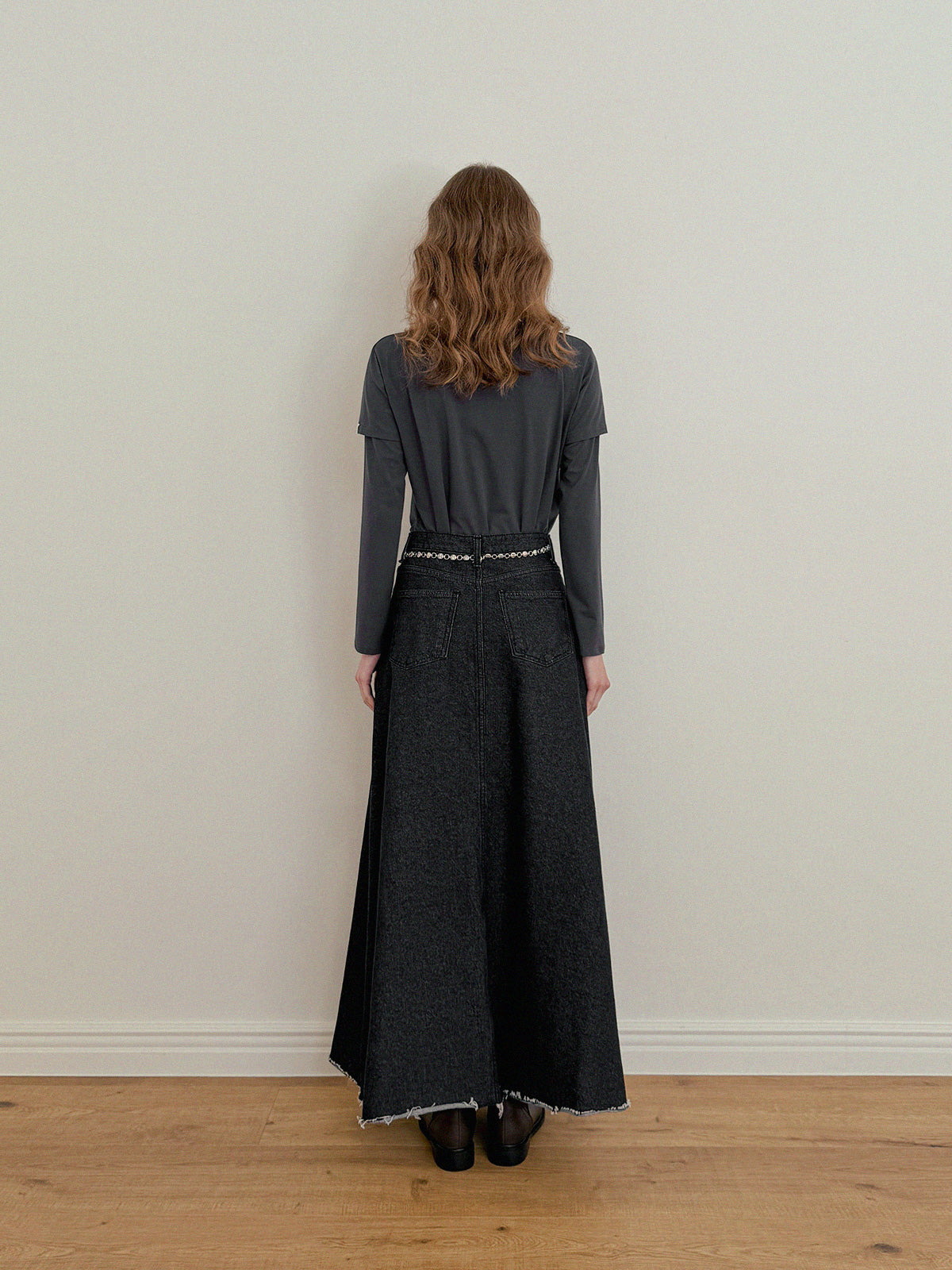 Neville Denim Maxi Long Skirt