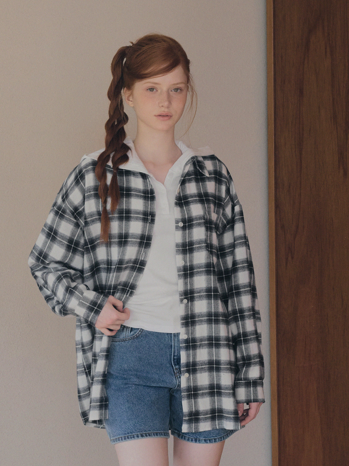 Rand Check Oversized Long Sleeve Shirt