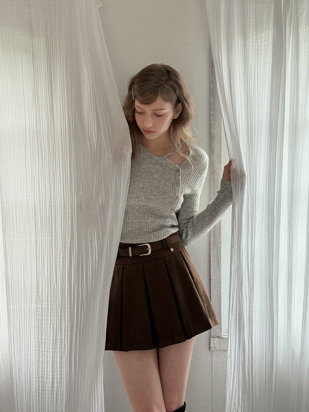 Corning Cut-Out Button Knit