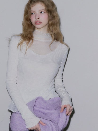 Behi Dot See-Through Turtleneck Top