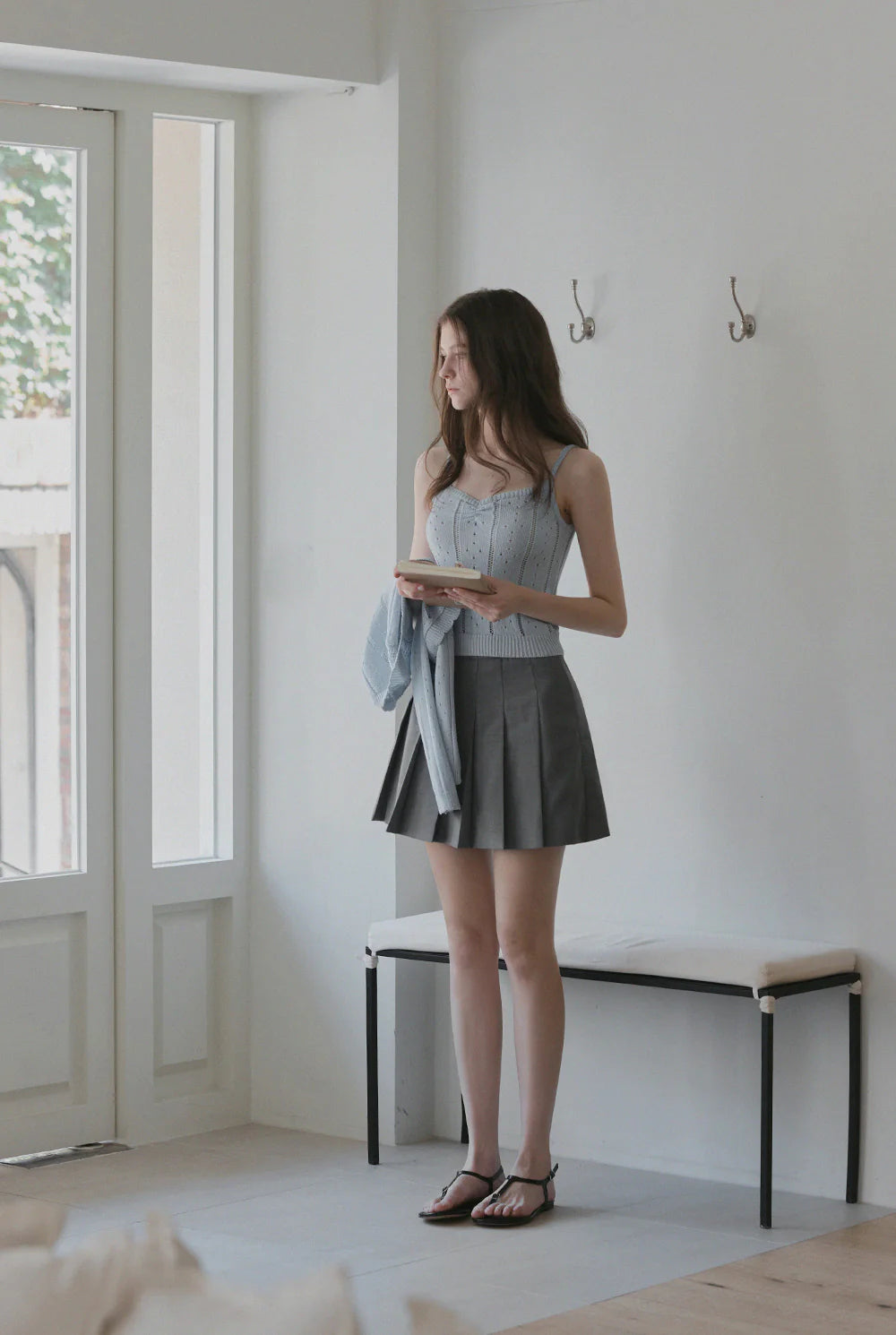 Zden Knit Tank & Cardigan Set Blue