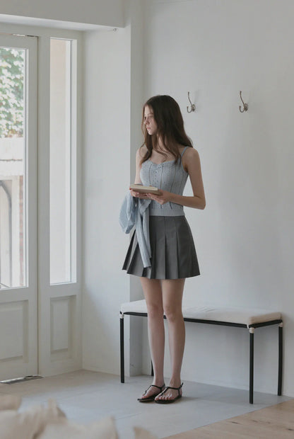 Zden Knit Tank & Cardigan Set Blue