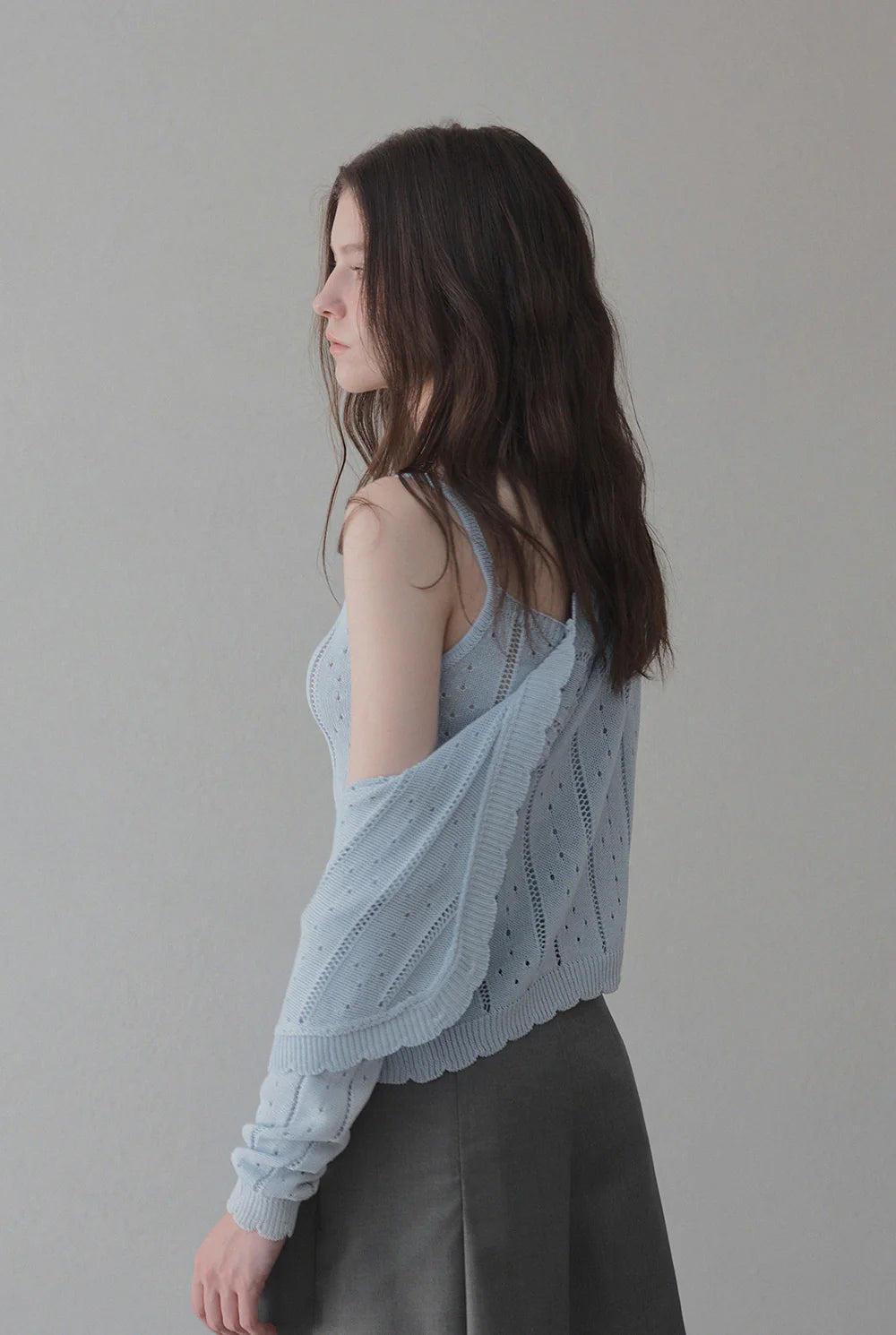 Zden Knit Tank & Cardigan Set Blue