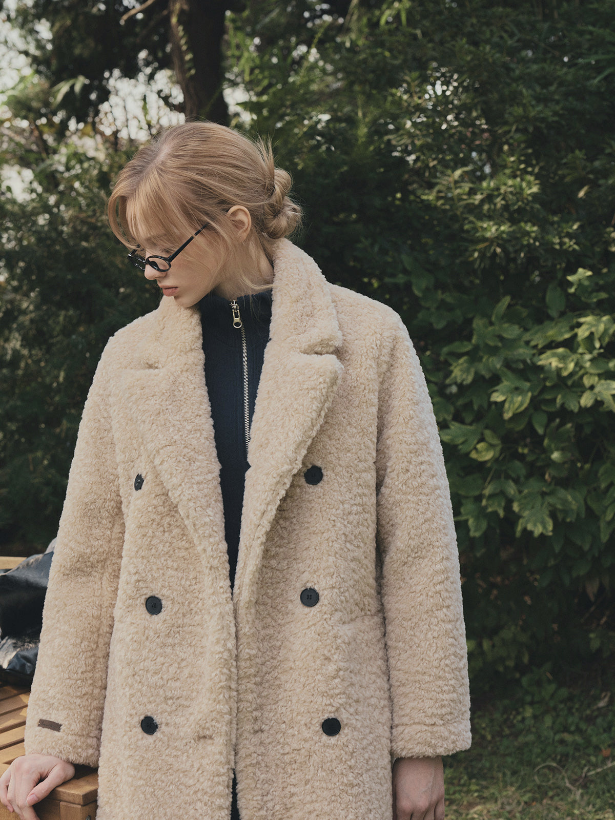 Vaan Collar Teddy Fur Long Coat