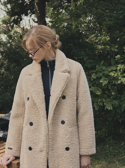 Vaan Collar Teddy Fur Long Coat