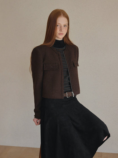 Aden Asymmetrical Suede Midi Skirt (with Belt Set)