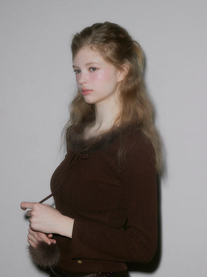 Vinz Fur Pom Long-Sleeve Tee