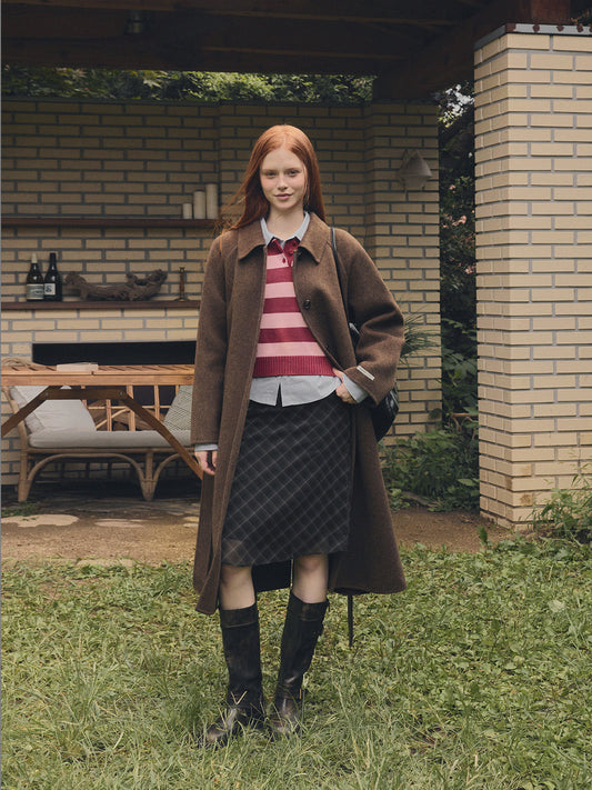 Bennu Check Chiffon Midi Skirt