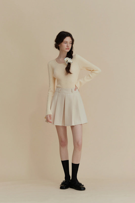 Wool V-Neck Symbol Knit Yellow