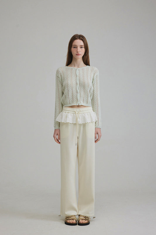 Elfo Lace Color Block Wide-Leg Pants