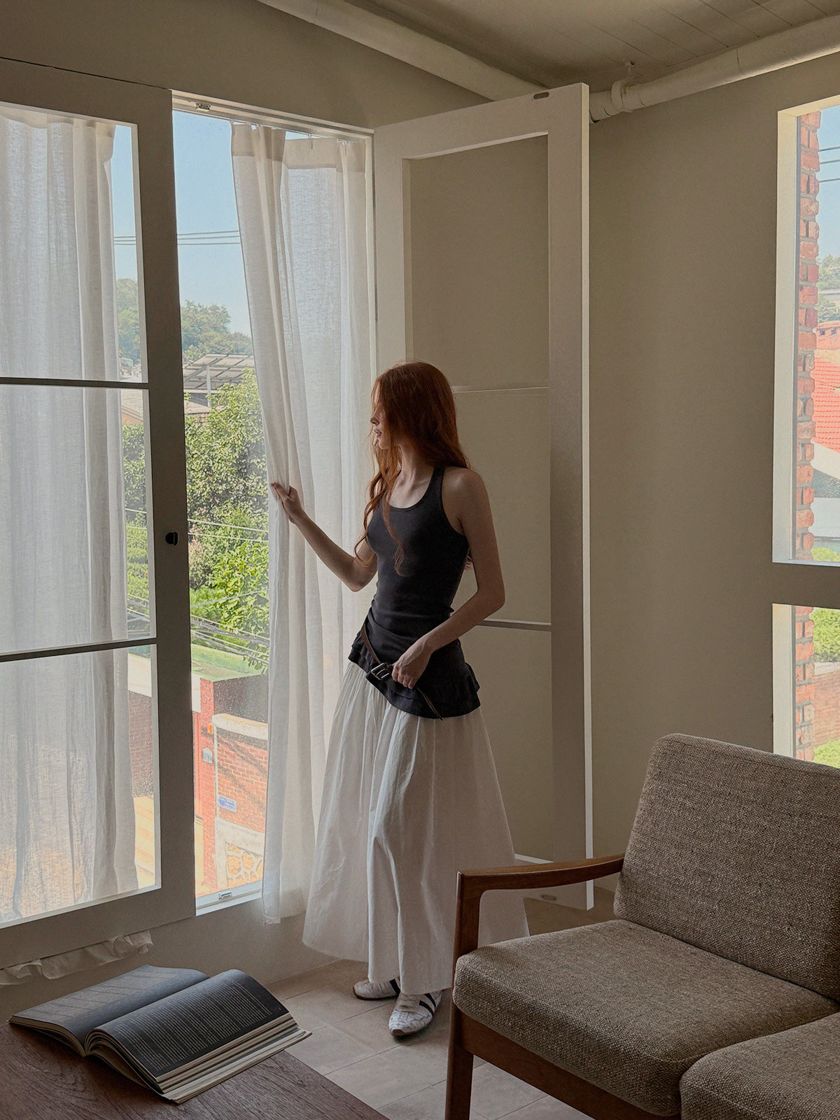 Beol Halterneck Frill Sleeveless Top