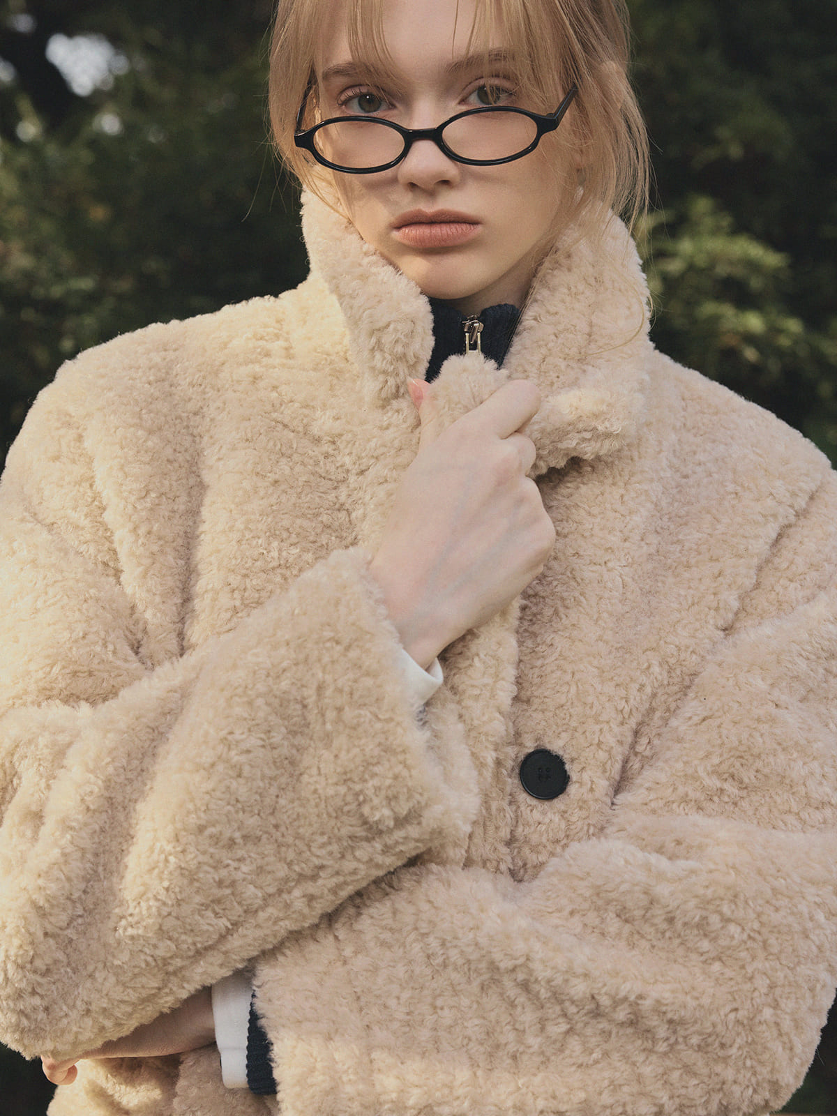 Vaan Collar Teddy Fur Long Coat