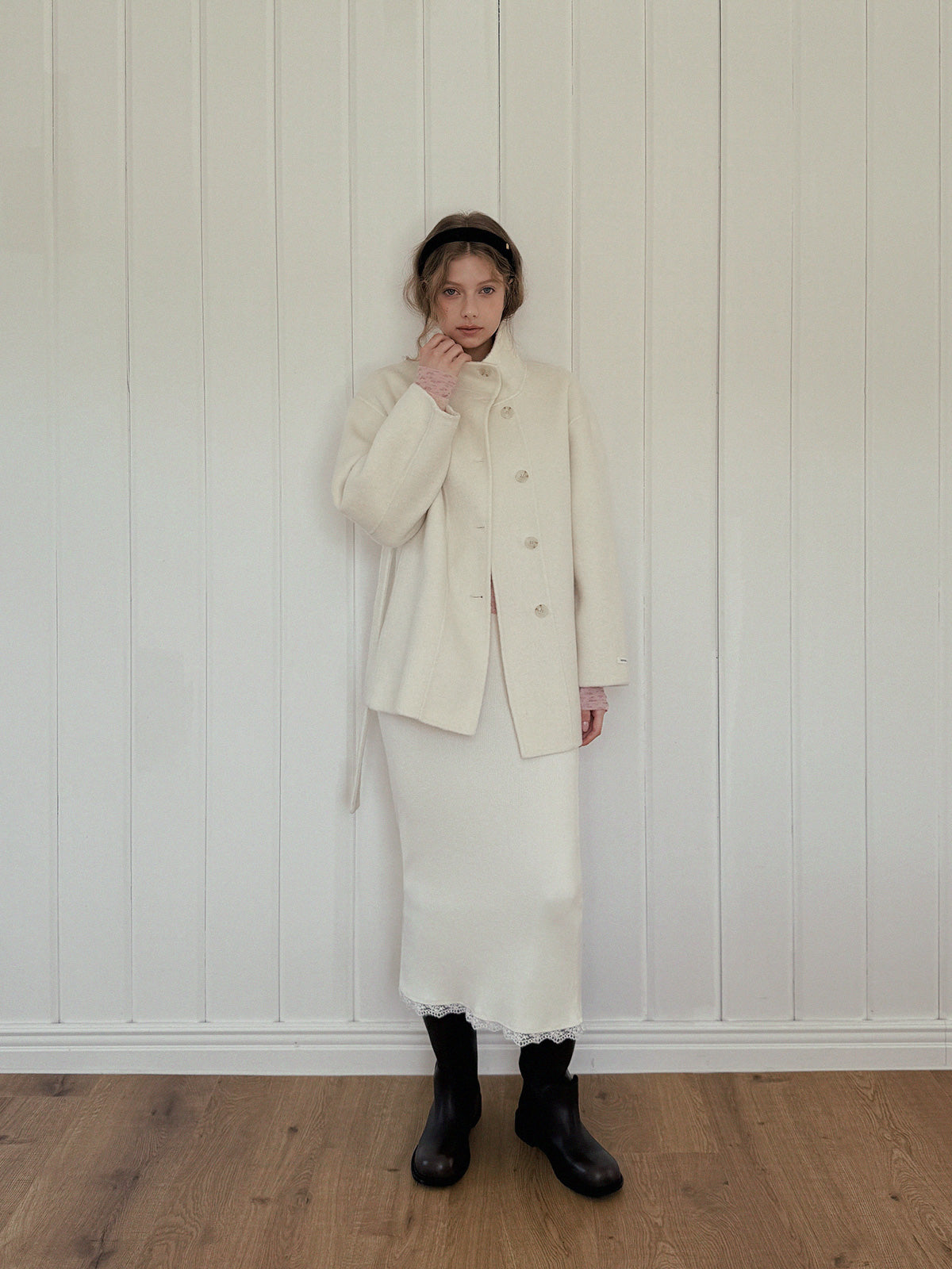 Odin Lace Banding Knit Long Skirt