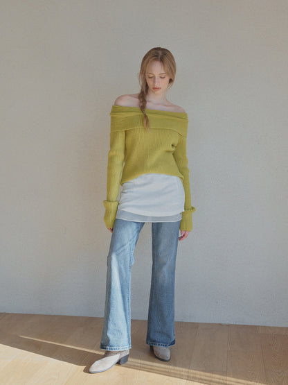 Eldin Off-Shoulder Ribbed Knit