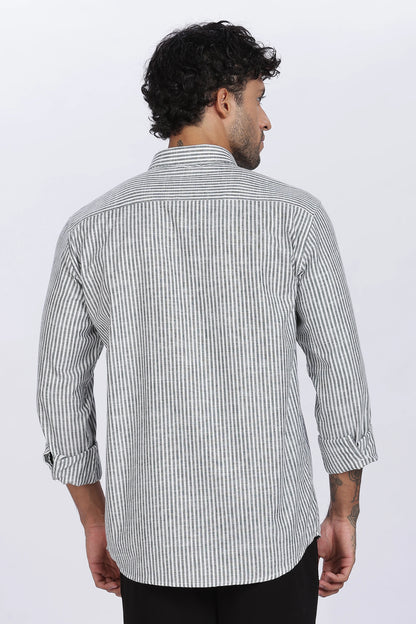 Light Green Striped Linen Shirt 100% Premium Linen, Minimal Style