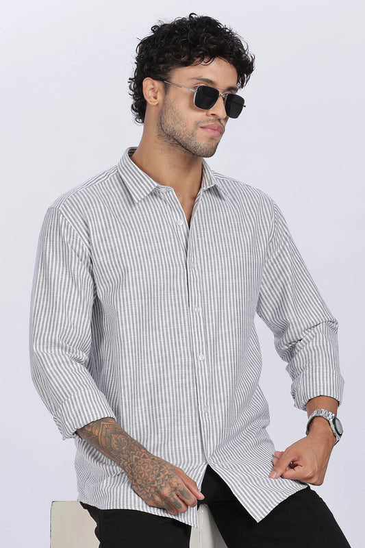 Brown Striped Linen Shirt 100% Linen, Minimal & Timeless Style