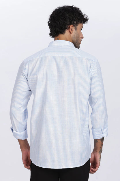 Light Blue Striped Linen Shirt 100% Premium Linen, Minimal Style