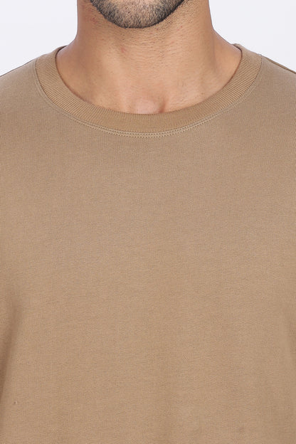 Khaki Sweat Shirt Minimal Style & Everyday Comfort