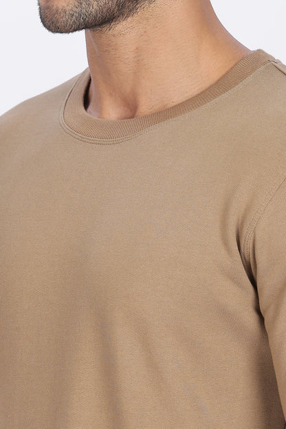 Khaki Sweat Shirt Minimal Style & Everyday Comfort