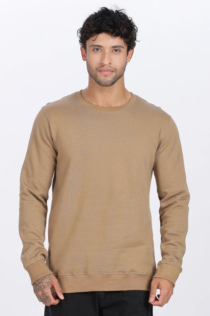 Khaki Sweat Shirt Minimal Style & Everyday Comfort
