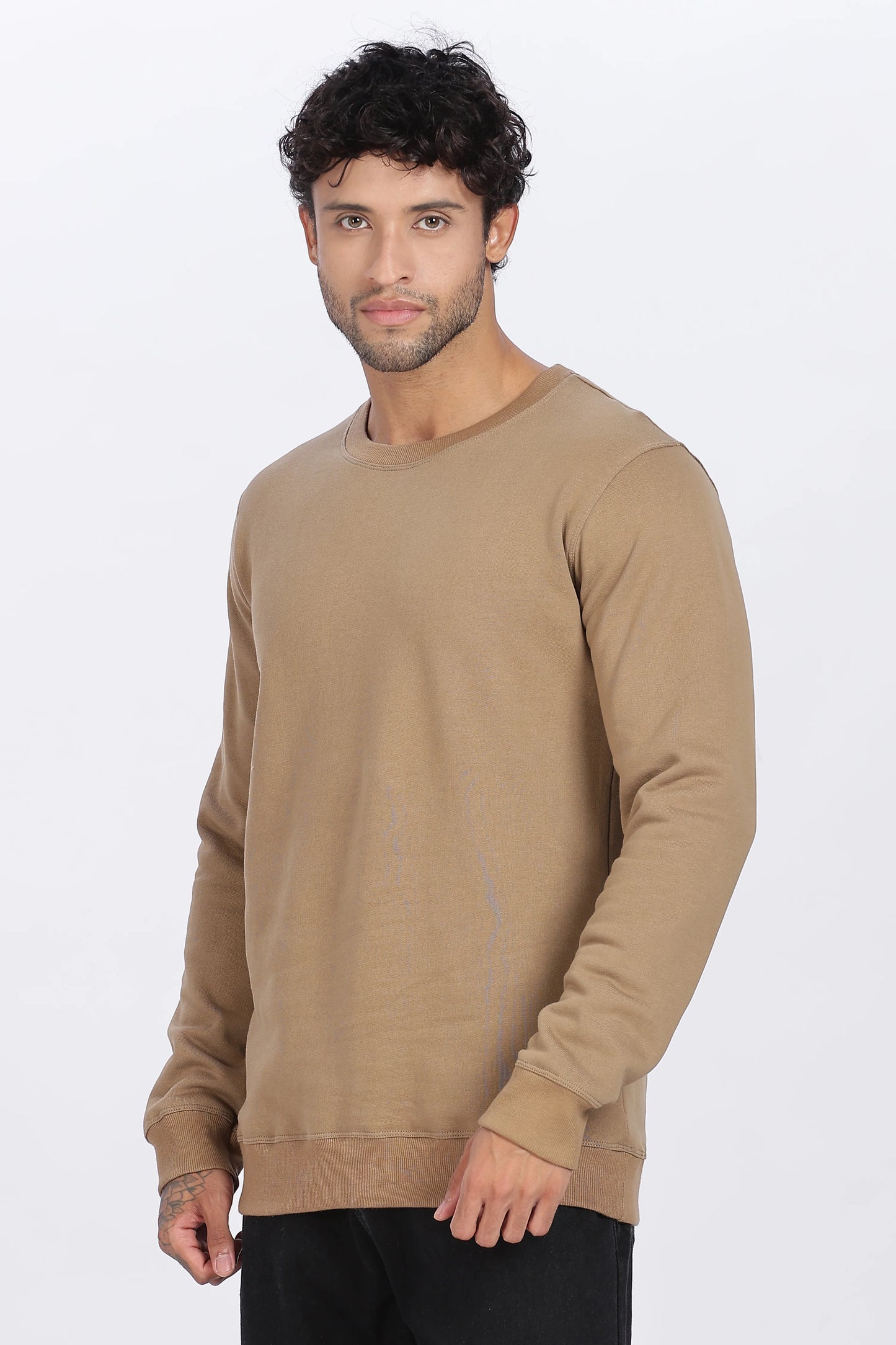 Khaki Sweat Shirt Minimal Style & Everyday Comfort