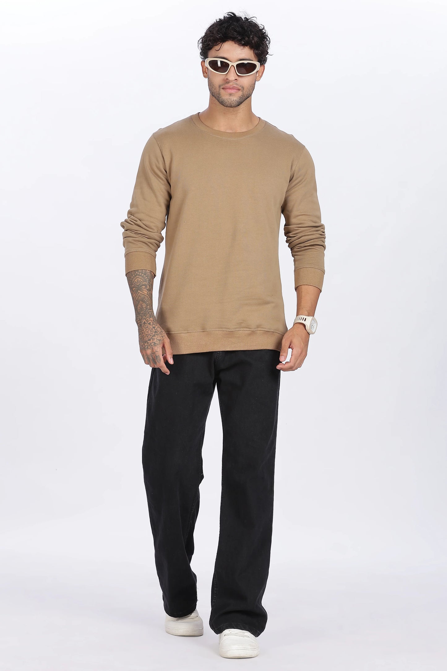 Khaki Sweat Shirt Minimal Style & Everyday Comfort