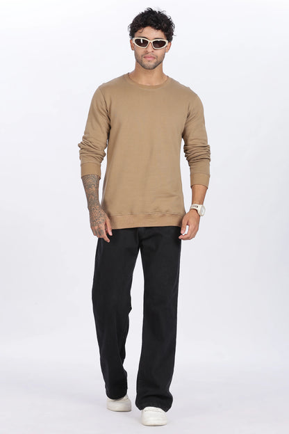 Khaki Sweat Shirt Minimal Style & Everyday Comfort