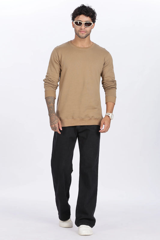 Khaki Sweat Shirt Minimal Style & Everyday Comfort