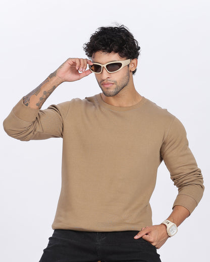 Khaki Sweat Shirt Minimal Style & Everyday Comfort