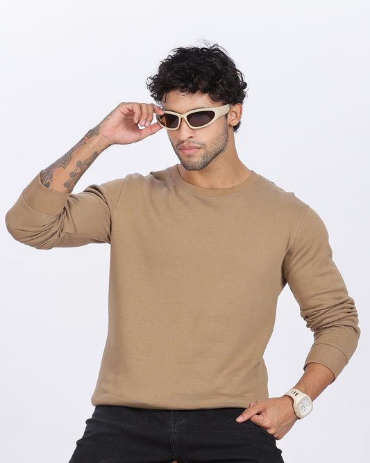 Khaki Sweat Shirt Minimal Style & Everyday Comfort