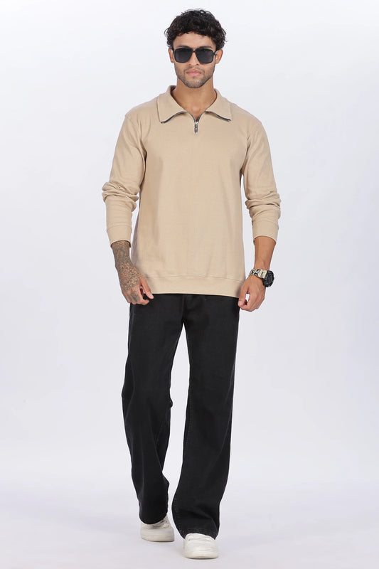 Light Beige Quarter-Zip Sweatshirt Minimal & Premium Comfort