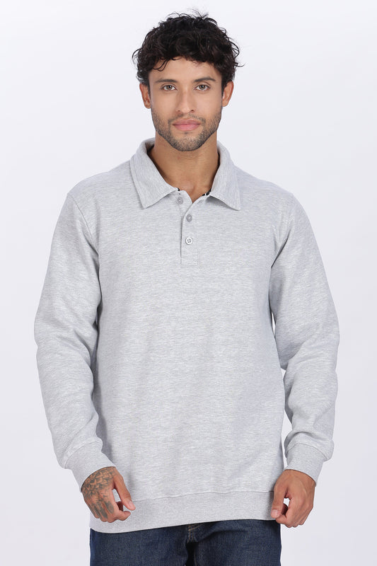Grey Buttoned Sweatshirt Minimal Design & Everyday Comfort