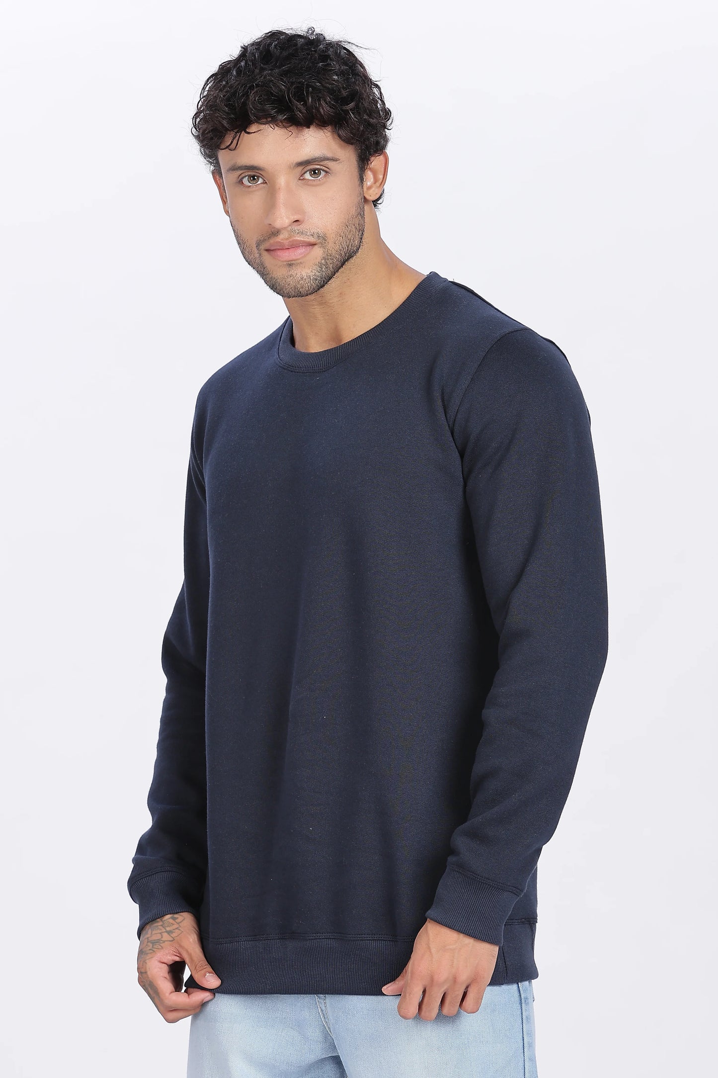 Navy Blue Sweat Shirt Minimal Style & Everyday Comfort