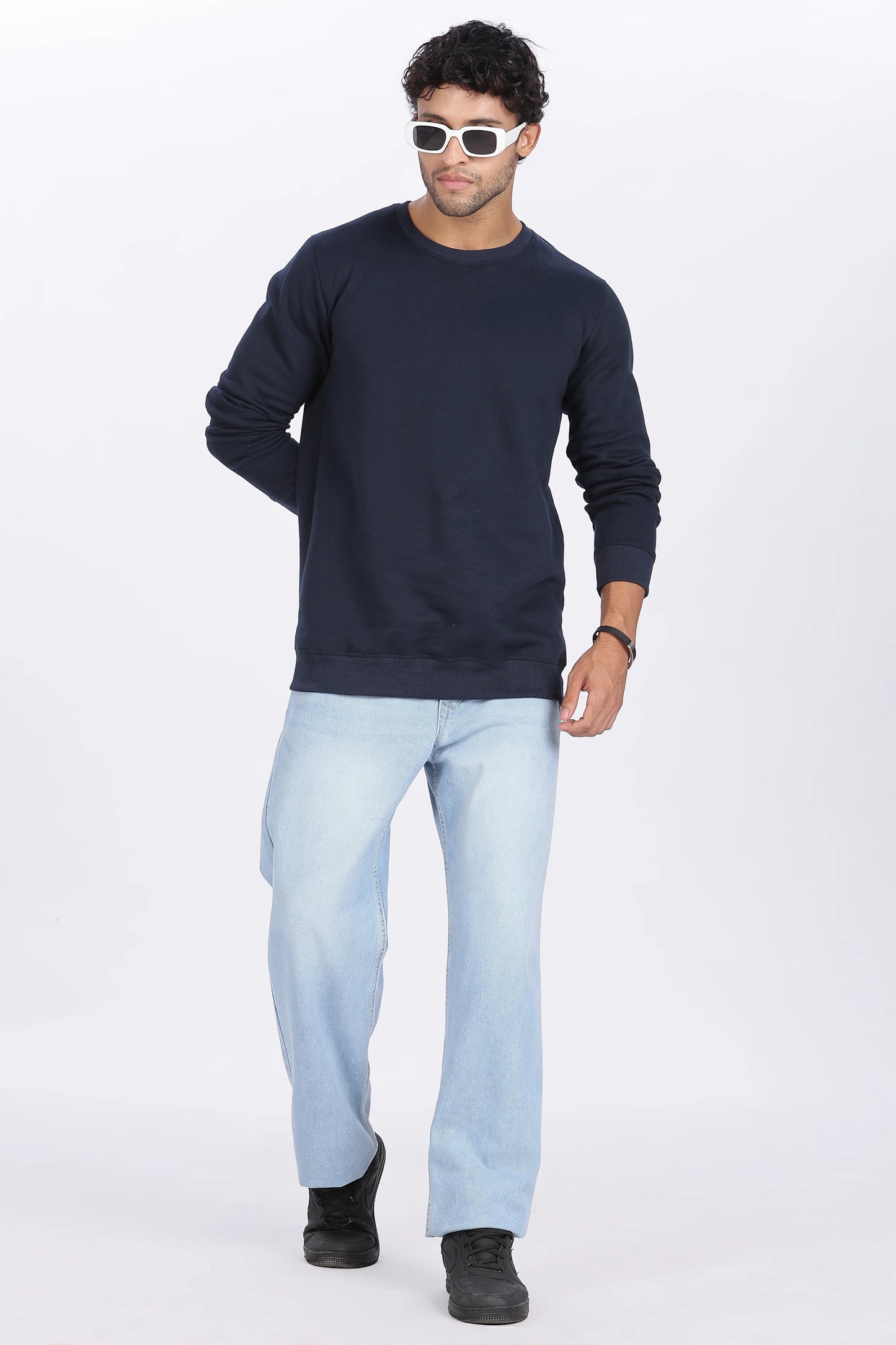 Navy Blue Sweat Shirt Minimal Style & Everyday Comfort