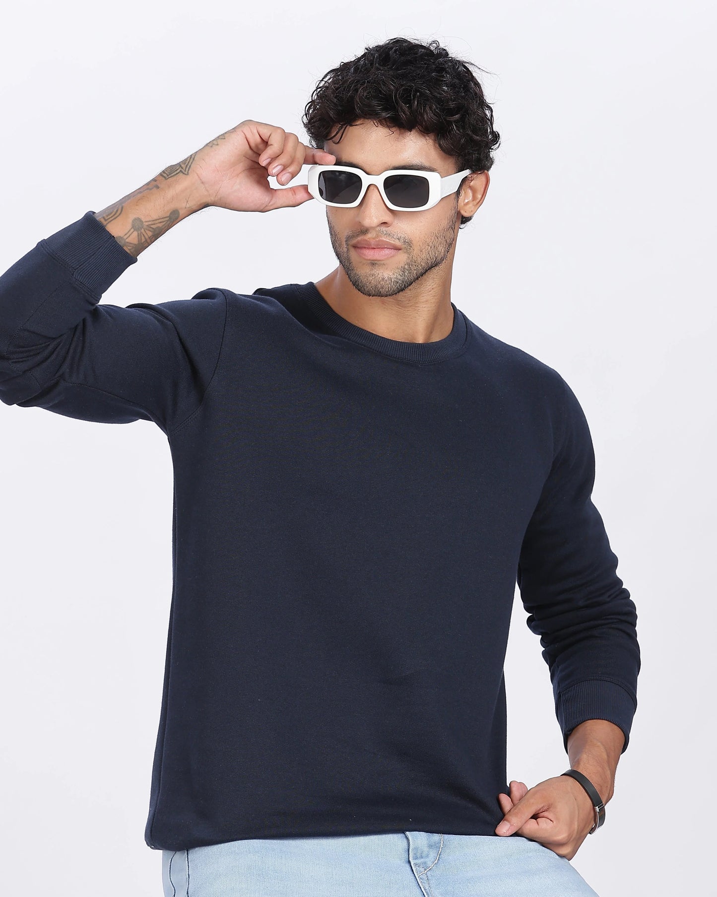 Navy Blue Sweat Shirt Minimal Style & Everyday Comfort