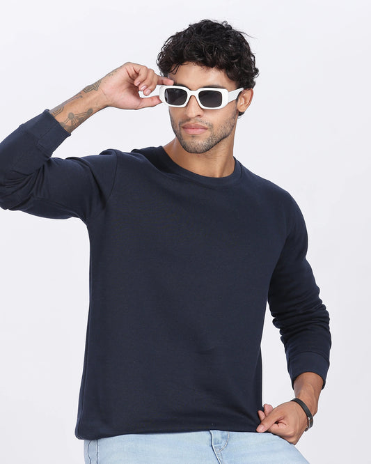 Navy Blue Sweat Shirt Minimal Style & Everyday Comfort