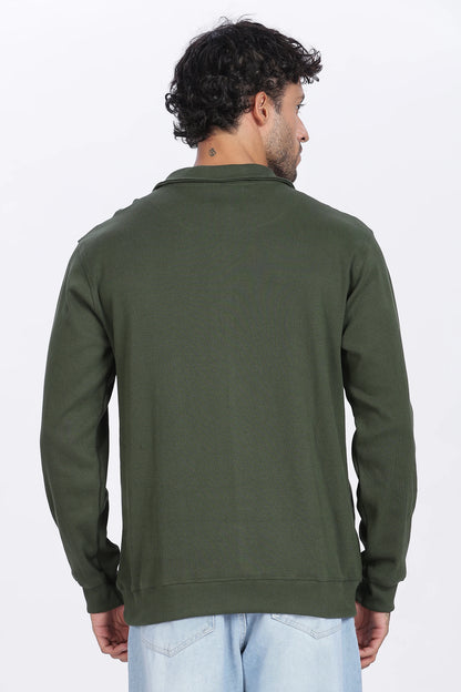 Green Quarter-Zip Sweatshirt Minimal, Comfortable & Stylish