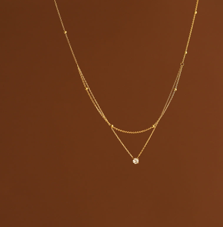 Gold Plated Double Layer Stainless Steel Necklace