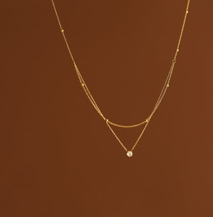 Gold Plated Double Layer Stainless Steel Necklace