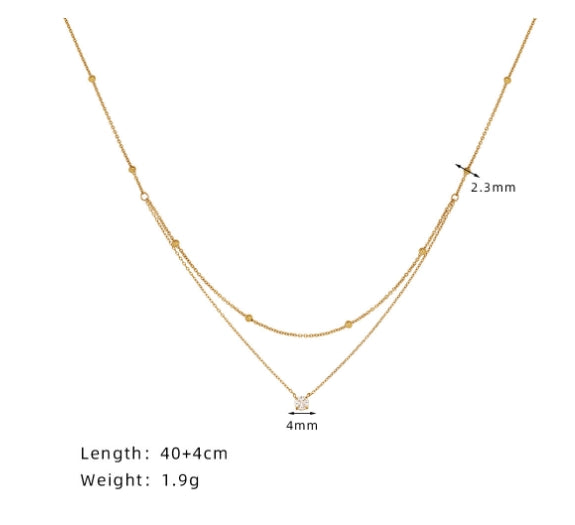 Gold Plated Double Layer Stainless Steel Necklace