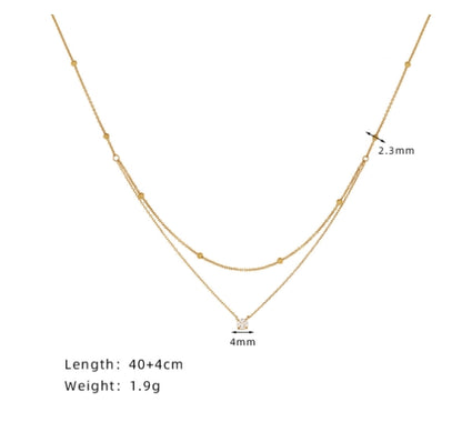 Gold Plated Double Layer Stainless Steel Necklace