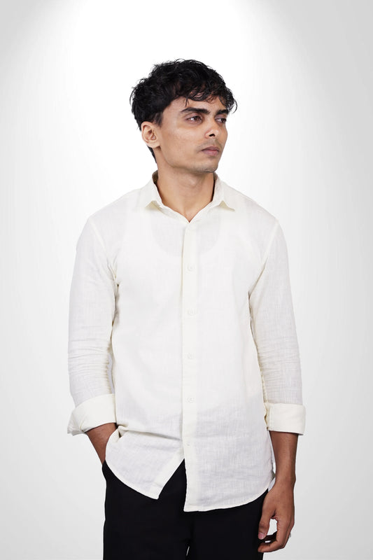 Cream Linen Shirt 100% Natural Linen, Minimal & Breathable