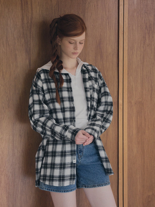 Rand Check Oversized Long Sleeve Shirt