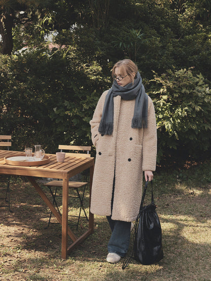 Vaan Collar Teddy Fur Long Coat