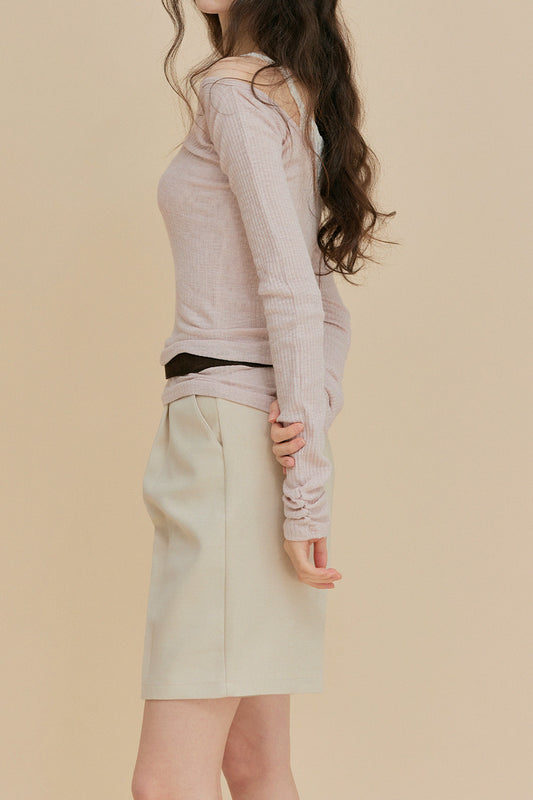 Beige Shade Pintuck Half Pants Relaxed Fit